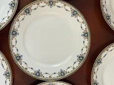 F. LEGRAND LIMOGES LEWIS STRAUS & SONS SET OF 7 SALAD PLATES  1920s EUC UNK PATT