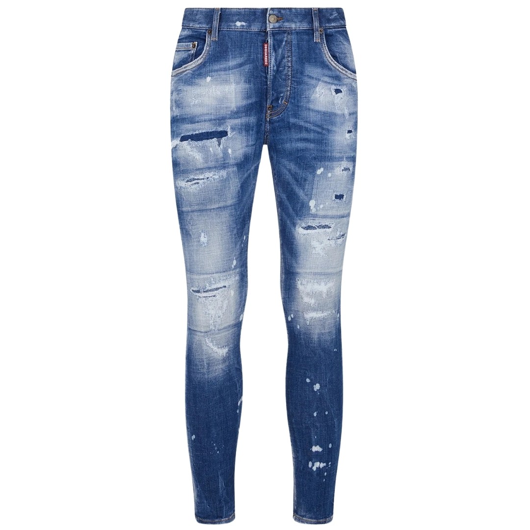 Dsquared2 Super Twinky Jean Faded Reinforced Ripped Blue Jeans 102590₽