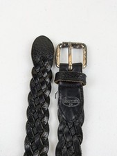 Vintage Fossil Belt Mens 42" Black Leather Braided 90s Y2K READ