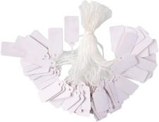 1000 Pcs 0.9x0.5 Inch Price Tags, Rectangle White Paper Tags Marking Strung Tag