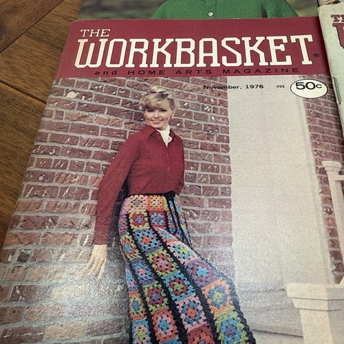 Workbasket Magazine Lot 12 Craft Crochet Knit Ideas Retro Patterns 1976 USA - Picture 2 of 7