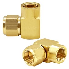 Uenede Brass 3/8 Flare Female 90 Degrees 3/8" Female-Female,