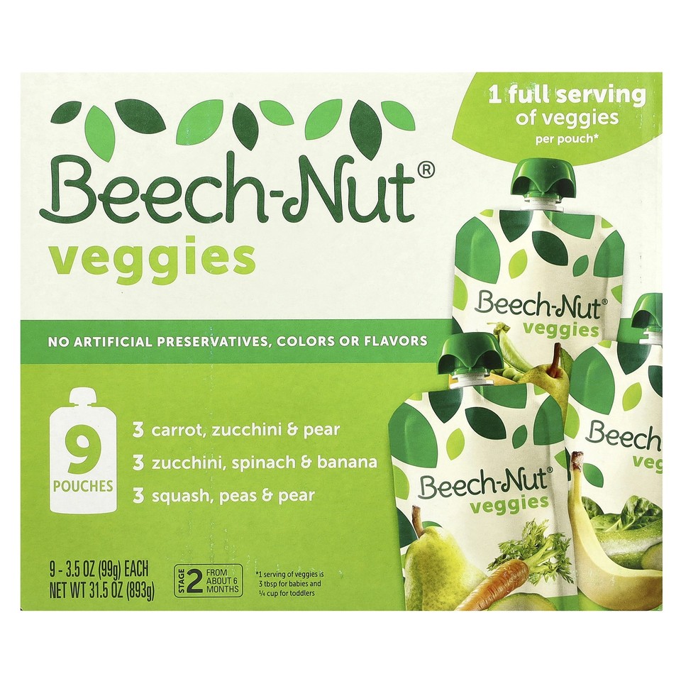 Veggies, 6+ Months, Variety Pack, 9 Pouches, 3.5 oz (99 g) Each