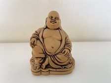 Smiling Hand Carved Buddha Resin 4 Inch