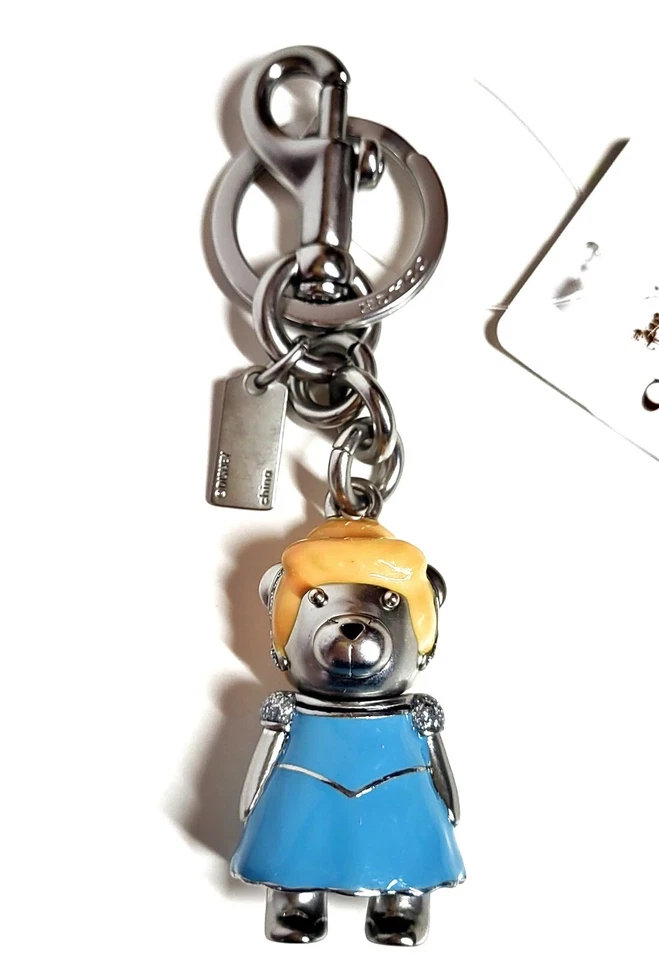 Bolso Coach Disney Oso Cenicienta Dije Llavero Plateado Azul Multicolor Nuevo con Etiquetas Foto 2 de 4