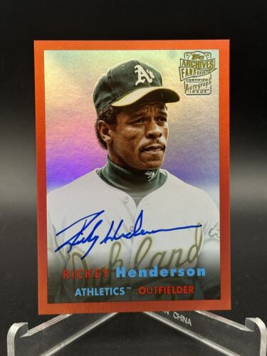 Rickey Henderson 2024 Topps Archives On Card Auto Red /10 Oakland Athletics CP3