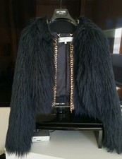 Elisabetta Franchi giacca Pelliccia nera blu taglia 40 come nuova 