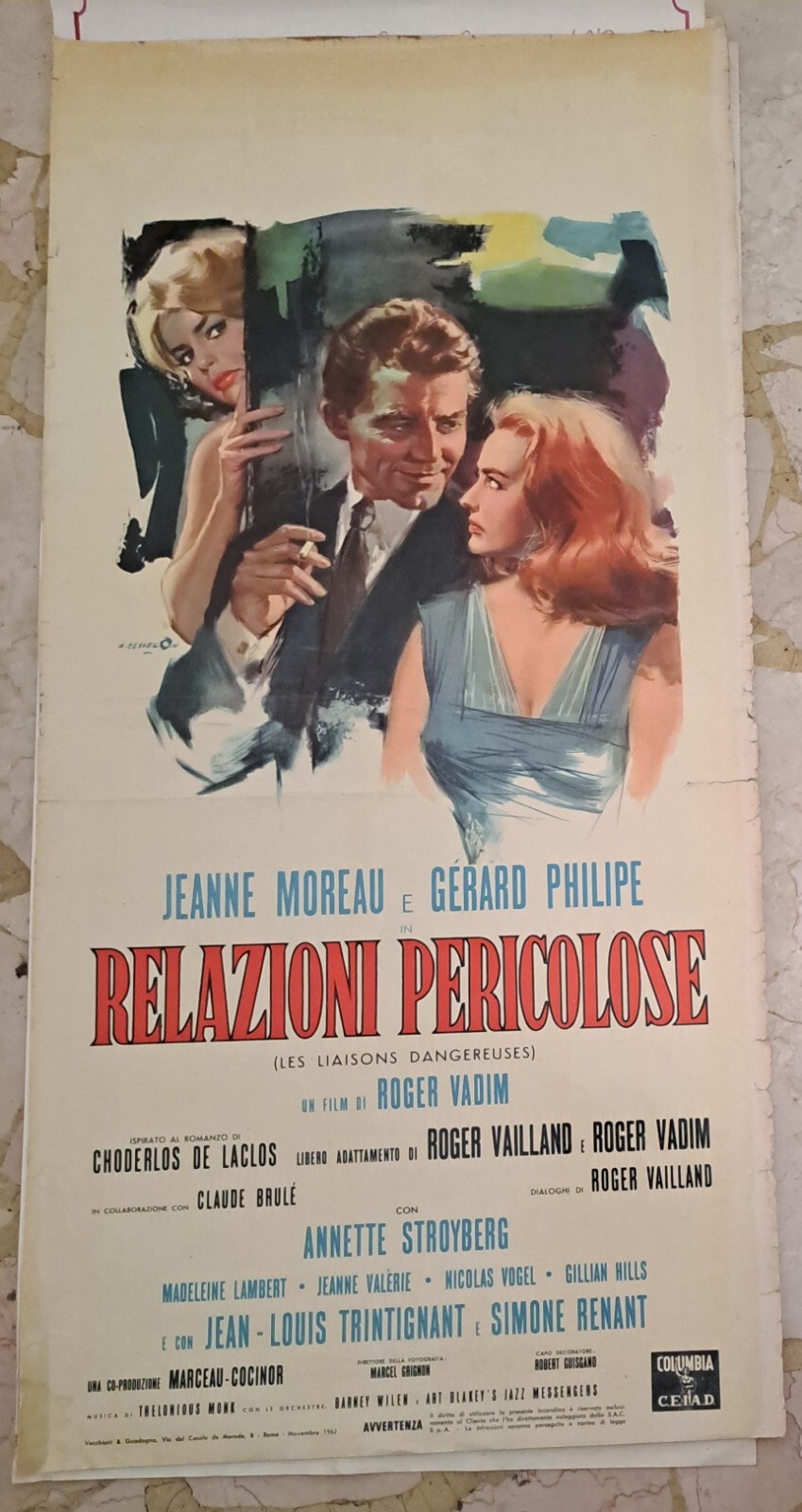 Locandina originale film Le relazioni pericolose (1959) - Regia di Roger Vadim