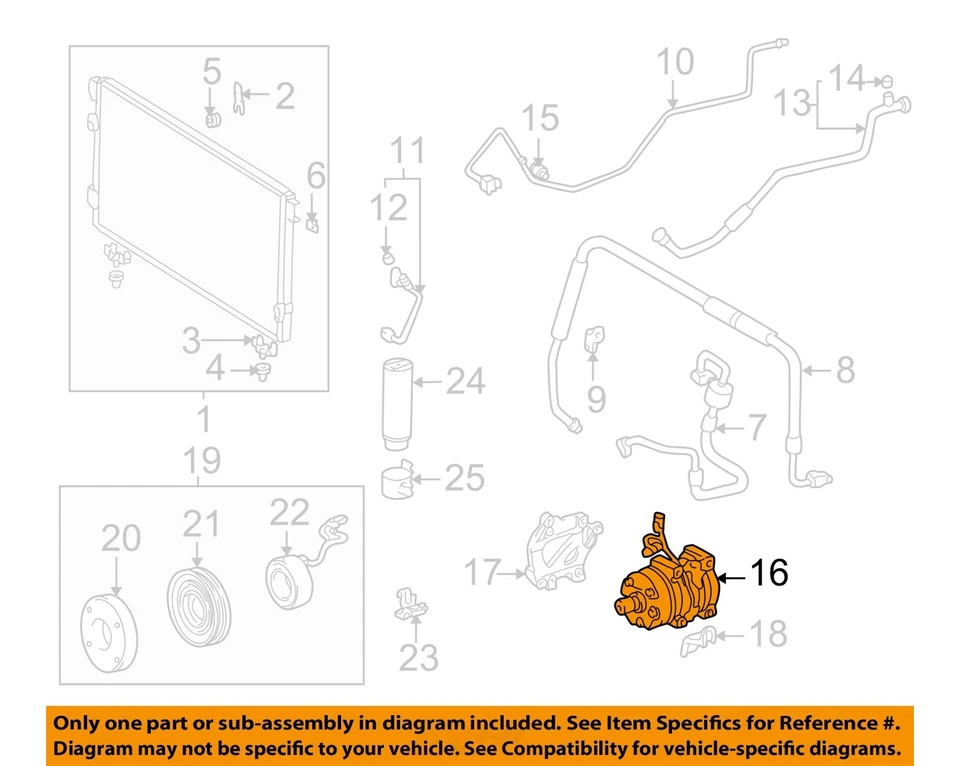 Used A/C Compressor fits: 2005 Toyota Tundra 8 cylinder Grade A Foto 3 de 4