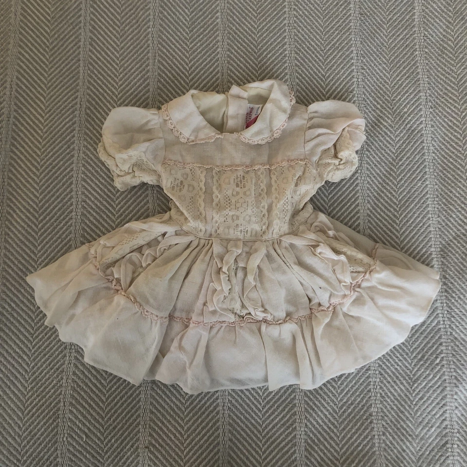 Marthas Miniatures Dress Fussy T2 White Pink Lace Ruffles Circle Skirt Vintage  - Image 4 of 4