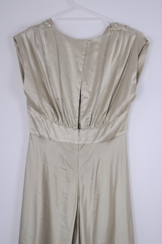 Princess Charlotte Charlie Brown Dress Womens 10 Green Gold Satin Formal Gown - Picture 10 of 14