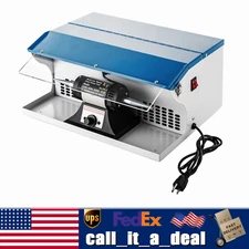 Benchtop Polishing Buffing Machine Jewelry Polisher Dust Collector W/ Light 200W