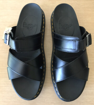 Dr. Martens Ryker Black Leather Strap Slide Sandals AW004 SH 