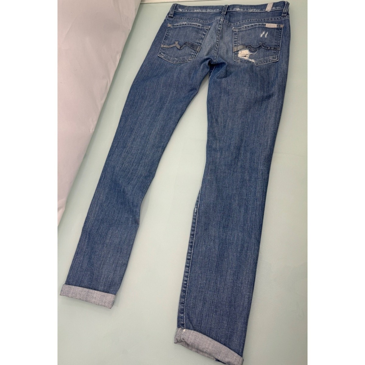 7 For All Mankind Roxanne Women's Skinny Jeans Distressed