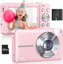 Digital Camera, FHD 1080P Kids Camera 44MP Point and Shoot Digital Cameras with