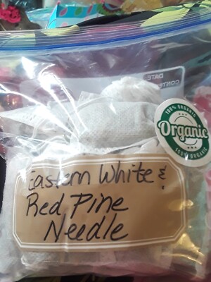  30/31 Pc Lot: Organic Eastern White Pine Needle Tea Bags & Red Pine Tea Bag