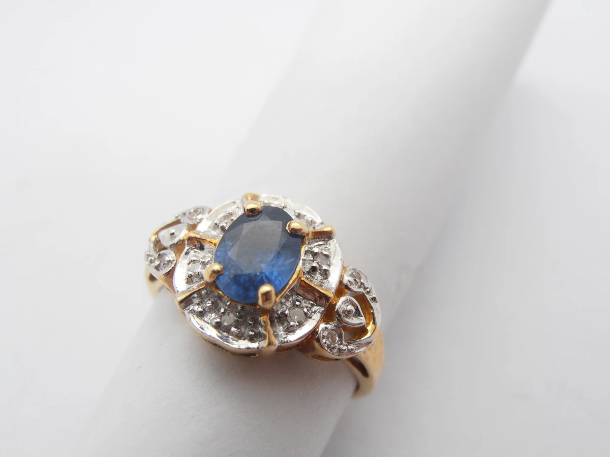 Anello oro giallo con zaffiro blu sale