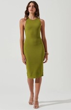 ASTR THE LABEL RIO RIBBED KNIT CROSS STRAP MIDI DRESS- Size Small Green *Sample*