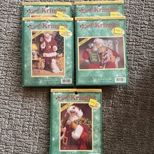 Bucilla Kwik Kringles Cross Stitch Kit Santa Christmas 5x7 Lot Of 5 Vtg