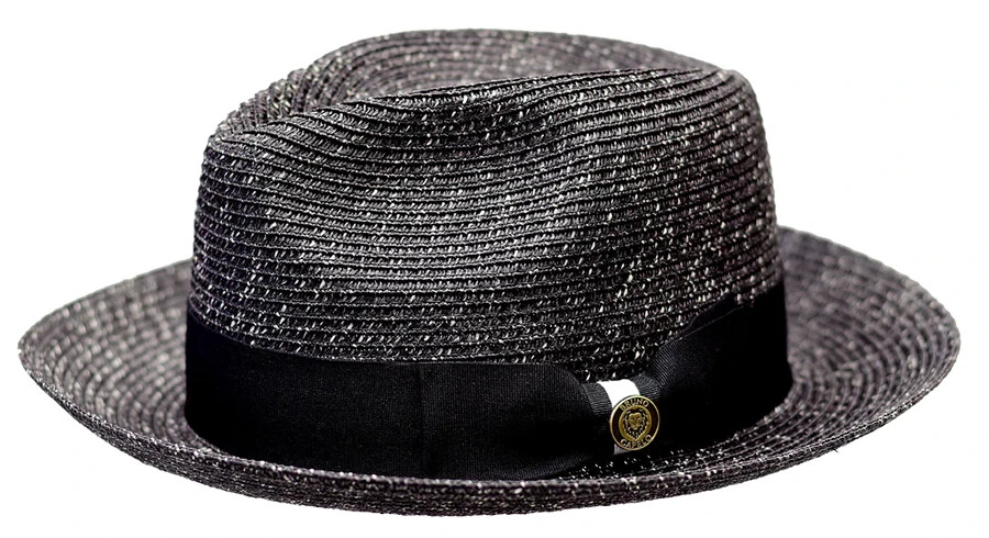 Black Mens Lowrider OG Natural Milan Straw Hat Fedora snap  display picture 2