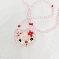 Vintage Hello Kitty Woven Beaded Faceted Acrylic Beads Long Necklace Sanrio