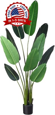 Planta artificial de ave del paraíso, palmera tropical falsa, 5 pies, 1 paquete.
