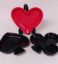 I Godinger Playing Card Snack Plates Trinket Dish Ashtray Poker Table Man Cave