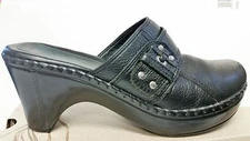 Nurture Smoke Black Leather Slip On Clogs Mules Ladies Shoes size 9.5 NICE