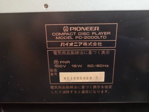 Pioneer PD-2000LTD Lettore CD Versione Limitata Articoli Rotti Spazzatura Solo per Ricambi - Foto 3 di 10