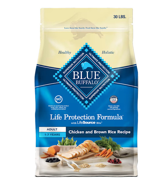Blue Buffalo Life Adult Chicken & Brown Rice Recipe Dry Dog Food, 30-lb bag