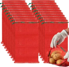 50 Pack Reusable Mesh Onion Bags 10lb Capacity with Drawstring, Breathable 11x20