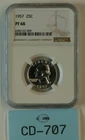 1957 25C WASHINGTON SILVER QUARTER DOLLAR PROOF NGC PF68 PR68 CD-707