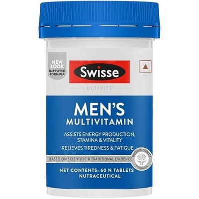 Swisse Ultivite Men's Multivitamin Supplement 60 Tablets Brain Skin Hair Nails