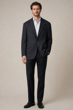 Hickey Freeman Boardroom Blazer Jacket Mens 48 Long Black Gray Pinstripe Wool