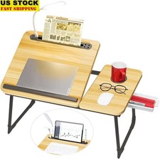 Upgraded Lap Desk W/ LED Light iPad Holder Drawer Storage Adjustable Tray New