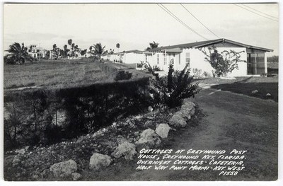 GREHOUND KEY West COTTAGES Post House Cafeteria RPPC Half Way Point Miami 1940s