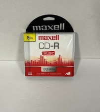 Maxell 5 Pack CD-R Music For Audio Recording 32x80min 700MB Recordable SEALED