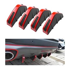 4pcs Car Lower Bumper Lip Diffuser, Anti-Crash Accessories Red Edge/Black Cover