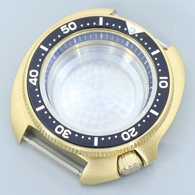 44mm Golden NH35 Watch Case Modify turtle Mod Sapphire 10ATM For Seiko NH36 NH38