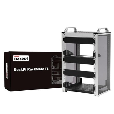 DeskPi RackMate T1, 8U 10-Inch Server Rack, 200 mm Deep MiniRack with Rega...