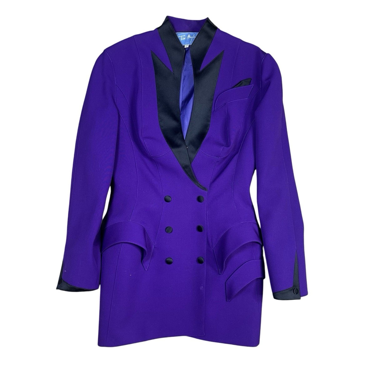 Vintage 80s Thierry Mugler Purple Blazer Jacket Skirt Suit
