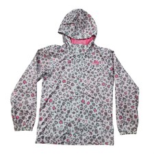 The North Face Girls Grey Pink Leopard DryVent Resolve Jacket Large 14/16