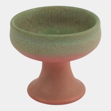Rookwood Pottery 1908 Arts And Crafts Matte Pink Green Pedestal Compote 1614
