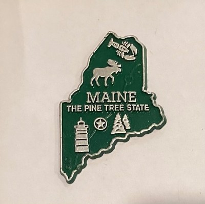 Maine the Pine Tree State Map Rubber Fridge Magnet P1