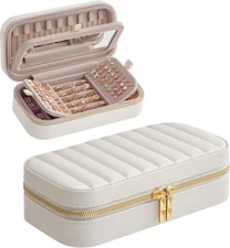 Travel Jewelry Case, Travel Jewelry Box Organizer with Mirror, 4.1 x 8 x 2.4 Inc