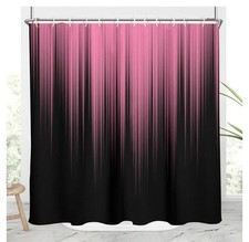 AAtter Pink and Black Shower Curtain Girls Girly Preppy Cute Women Bright Modern