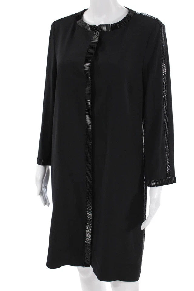 Escada Women Shift Dress Black Long Sleeve Knee Length Size 38 - Image 2 of 4