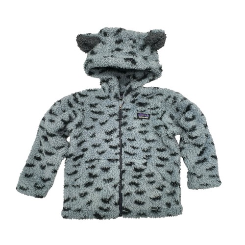 Patagonia Baby Furry Friends Hoody Snowy Light Plume Grey Dot Zip Up Jacket 2T