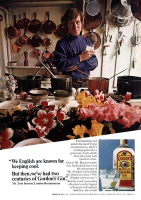 1969 Gordons Gin: We English Are Known for Keeping Cool Vintage Print Ad