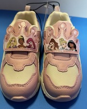 Disney Princess Light Up Sneakers Hook  Loop Girls Size 10 NWT